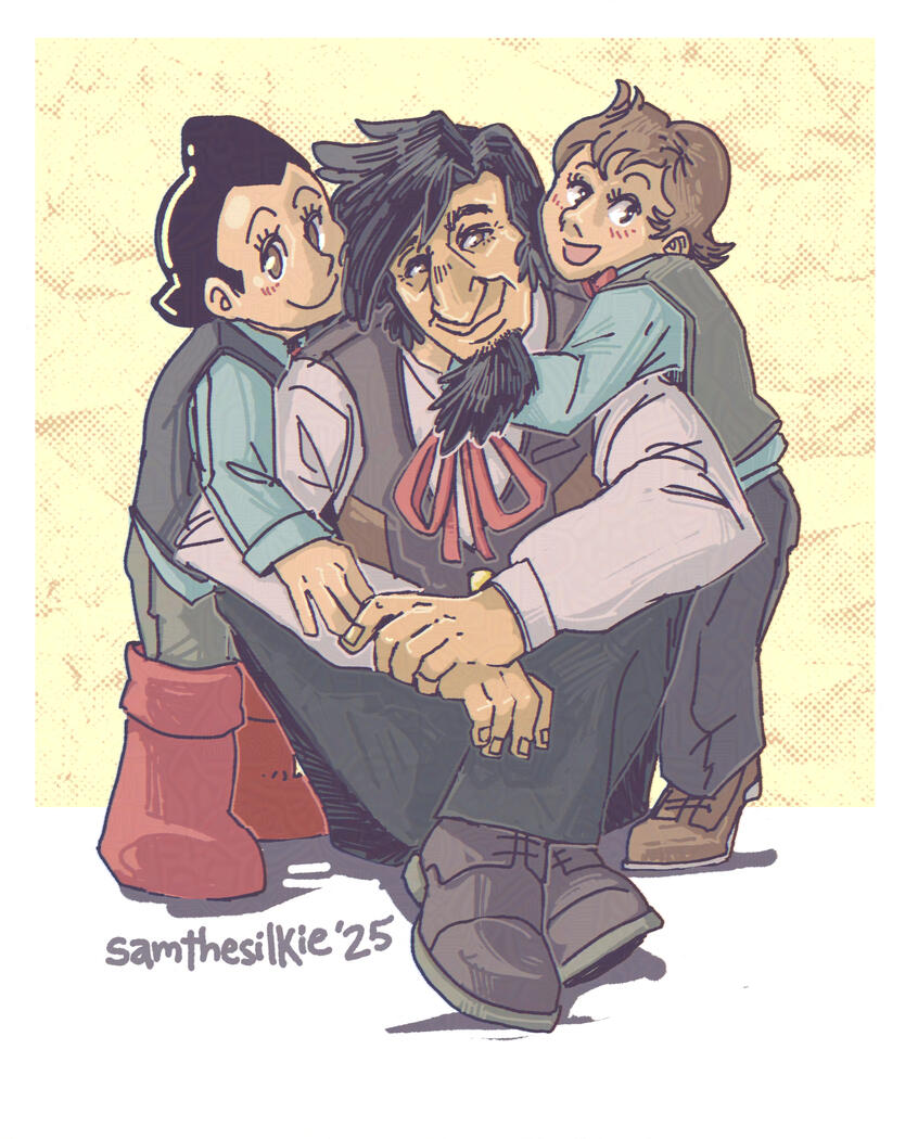 Dr. Tenma from Astro Boy with his two sons, Tobio and Atom (aka Astro)