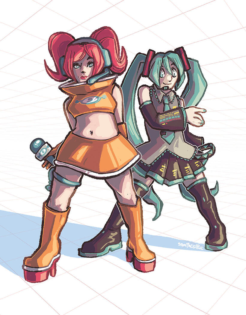 Ulala from Space Channel 5 and Hatsune Miku
